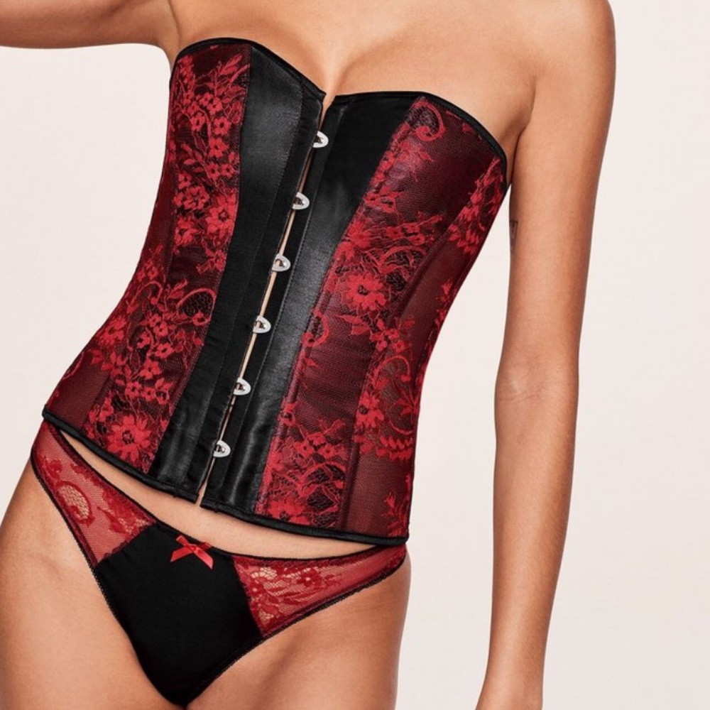 Red and black bustier only